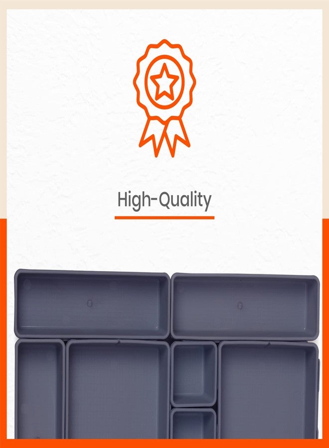 Bathla منظم تخزين باثلا - 8 قطع | منظم مطبخ | صينية تنظيم مكياج | منظم أدراج مكتب متشابك | فواصل أدراج بلاستيكية متعددة الأغراض | حامل أدوات مكتبية وأدوات مائدة | دخاني - Image 3